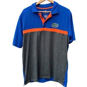 Florida Gators NCAA blue orange polyester spandex polo Colosseum shirt Sz Large